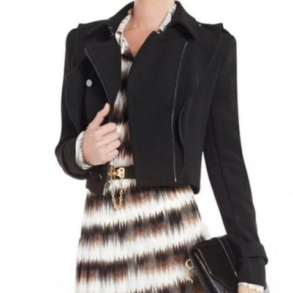 BCBGMAXAZRIA Black Fay Ruffled Moto Jacket - Picture 11 of 12